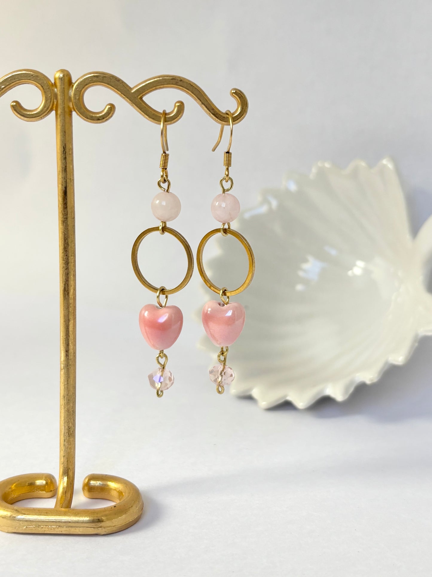 Boucles d'oreille AMOUR DE PORCELAINE - Quartz Rose
