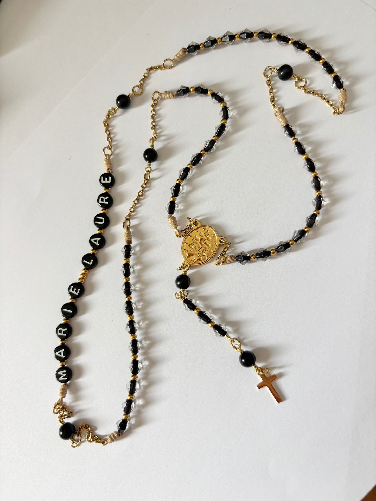 Chapelet VISION ET ACTION - verre et Oeil de Faucon (prénom personnalisable)