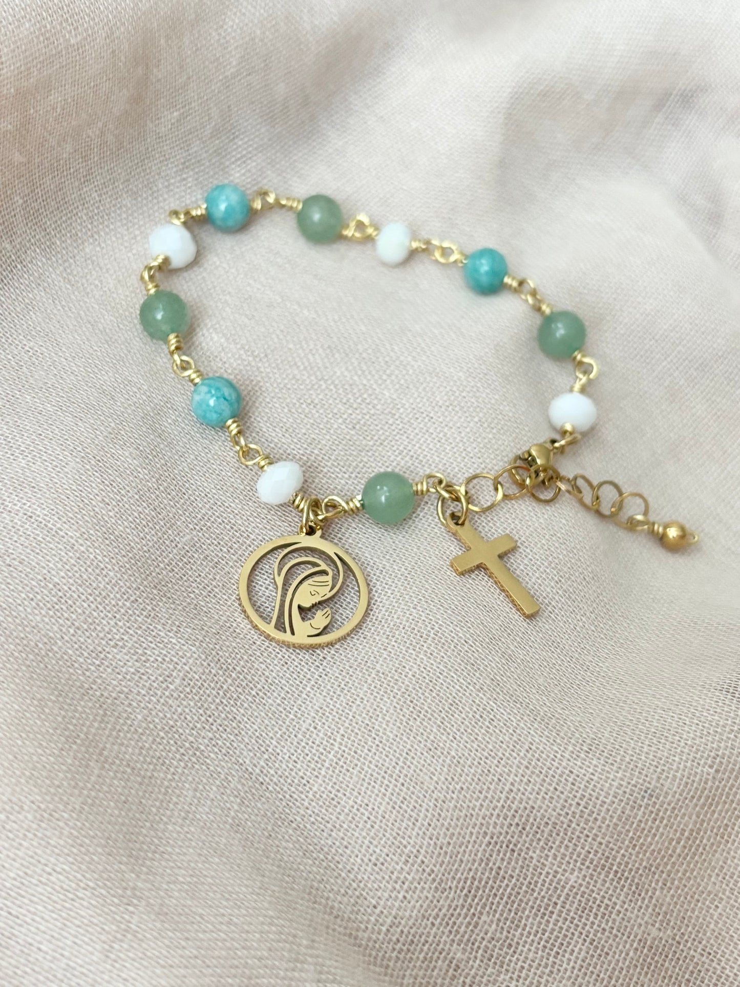 Dizainier RENOUVEAU - Amazonite, Aventurine verte et Perle de verre