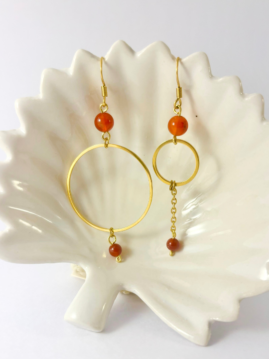 Boucles asymétriques Ondine - Cornaline