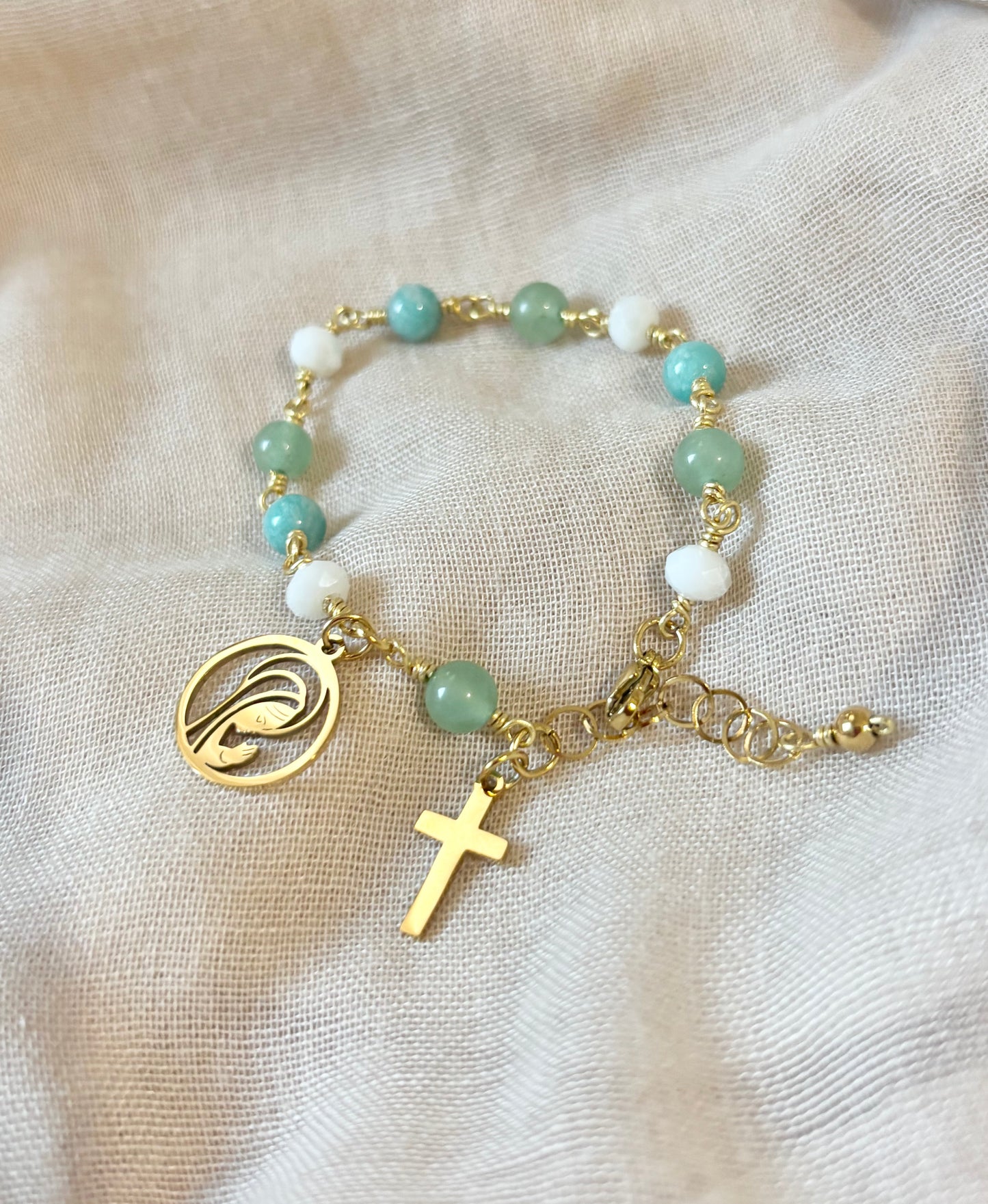 Dizainier RENOUVEAU - Amazonite, Aventurine verte et Perle de verre