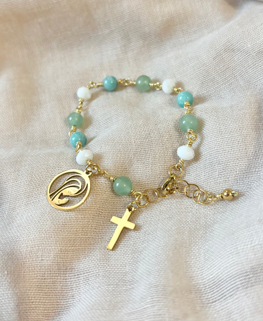 Dizainier RENOUVEAU - Amazonite, Aventurine verte et Perle de verre