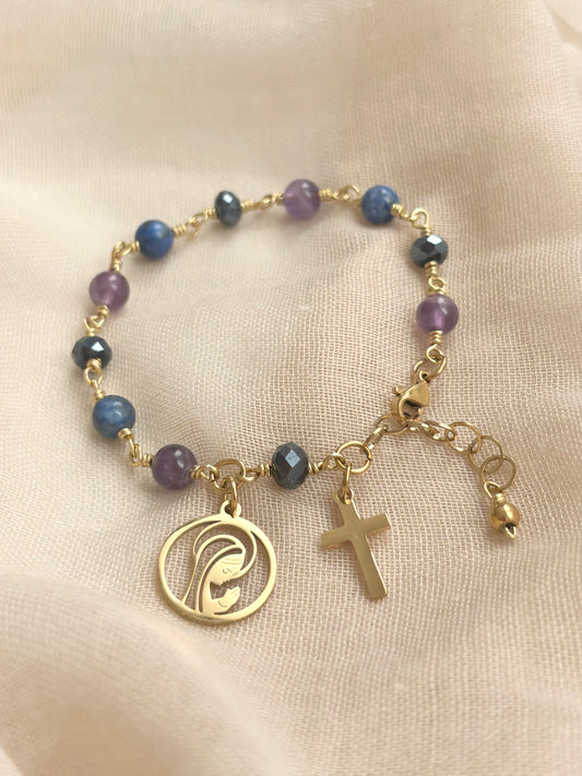 Dizainier VOYAGE INTÉRIEUR - Lapis lazuli, Améthyste, Perle de verre